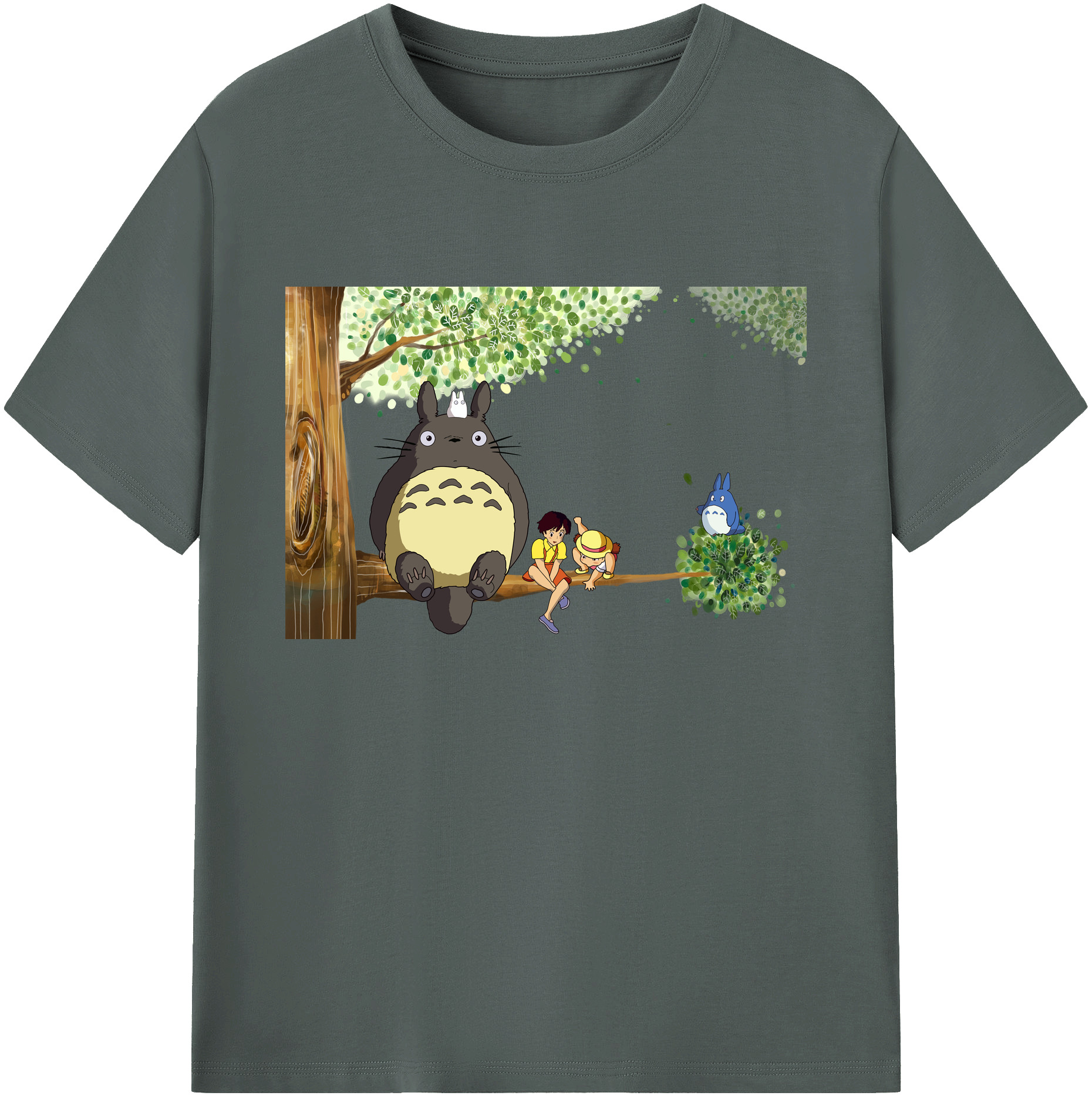 （画像用） となりのトトロ 草壁メイ 草壁サツキ My Neighbor Totoro Satsuki Kusakabe Mei Kusakabe 綿100％ メンズ半袖Tシャツ｜肌触りやわらか＆通気性